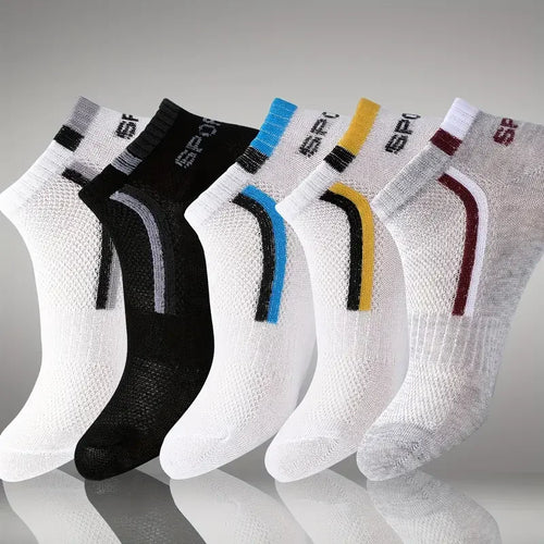 30Pairs Men Socks Mesh Breathable Short Casual Socks Color-block Sports Sock Sports Socks Absorb Sweat Ankle